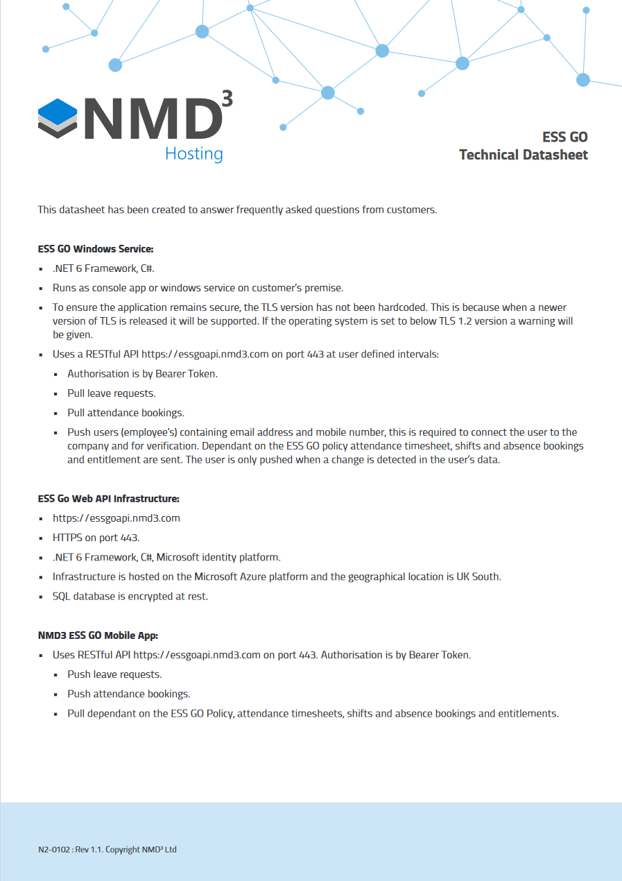 ESS GO Technical Datasheet